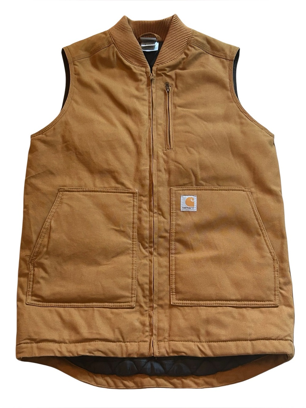 Carhartt Brown Duck Work Vest with Black Quilted Interior- Boys-XL (18-20)